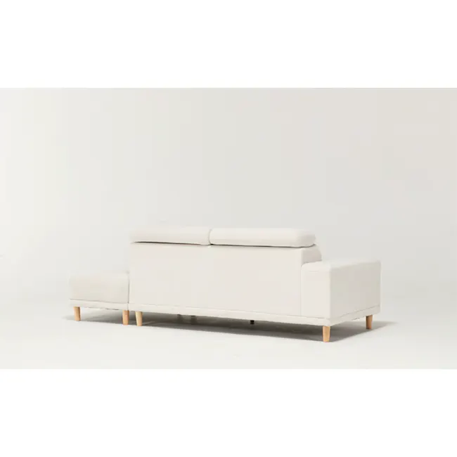 Melysa 3 Seater Left Arm Chaise Sofa with Adjustable Headrest - Ivory (Eco Clean Fabric) - 11 - Modern minimalist sofa