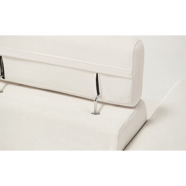 Melysa 3 Seater Left Arm Chaise Sofa with Adjustable Headrest - Ivory (Eco Clean Fabric) - 12 - White upholstered sofa