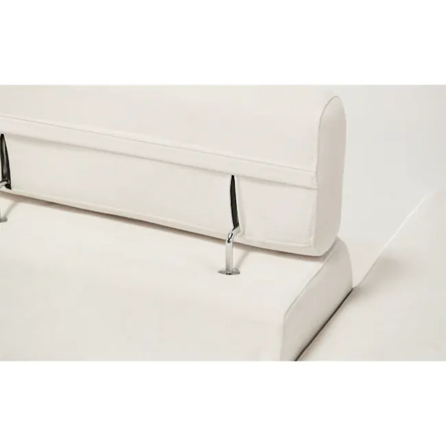 Melysa 3 Seater Left Arm Chaise Sofa with Adjustable Headrest - Ivory (Eco Clean Fabric) - 12 - White upholstered sofa