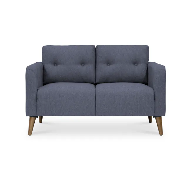 Bennett 2 Seater Sofa with Bennett Armchair - Midnight - 2 - Grey upholstered sofa, wooden legs, modern design, textured