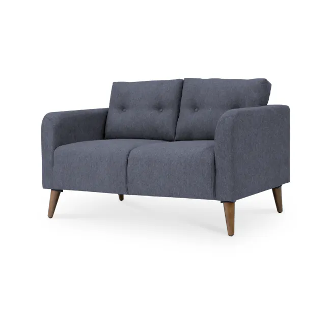 Bennett 2 Seater Sofa with Bennett Armchair - Midnight - 3 - Grey upholstered sofa with wooden legs, modern design