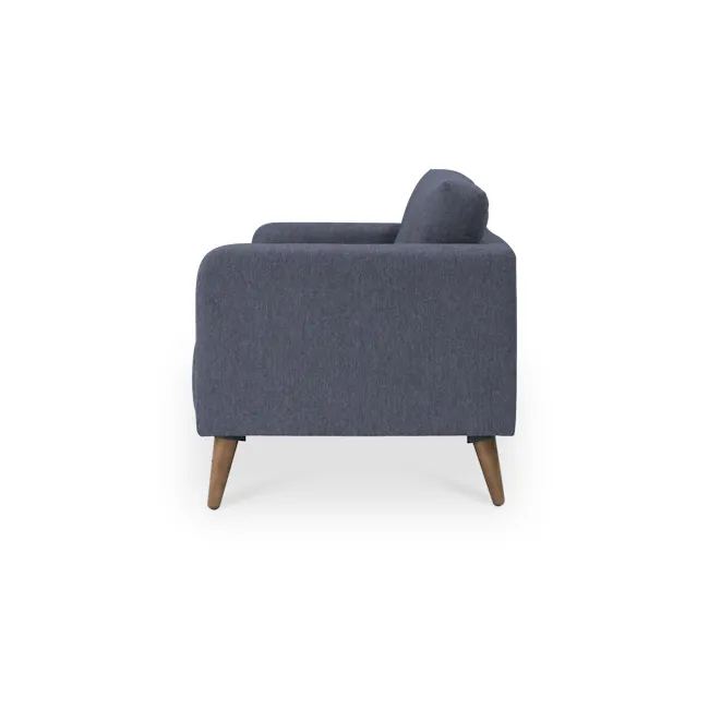 Bennett 2 Seater Sofa with Bennett Armchair - Midnight - 4 - Grey upholstered armchair, modern design, wooden legs