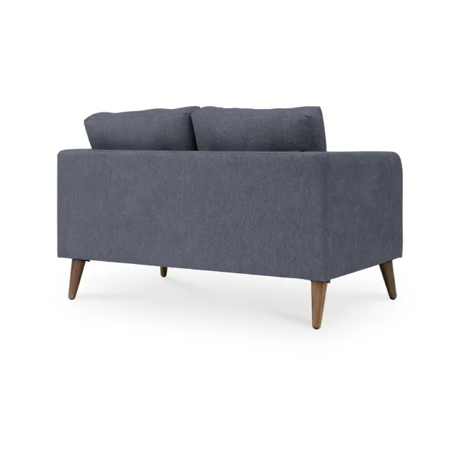 Bennett 3 Seater Sofa with Bennett 2 Seater Sofa - Midnight - 10 - Grey upholstered sofa with wooden legs, minimalist