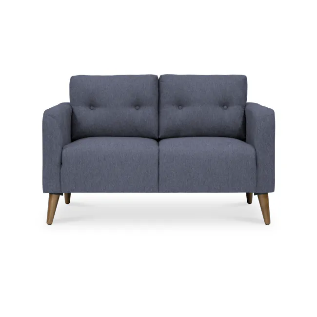 Bennett 3 Seater Sofa with Bennett 2 Seater Sofa - Midnight - 7 - Grey upholstered sofa, wooden legs, modern design