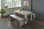 Mila Concrete Dining Set - 1.4m Table and 2 Benches - 2