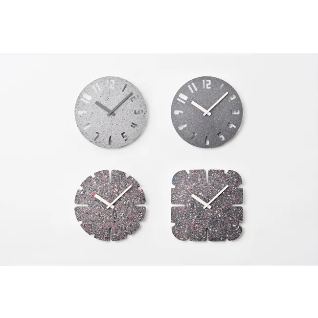 PANECO CLOCK - SAND Dark Gray - 6 - Modern clock design featuring textured surfaces and minimalist typography., Geometric