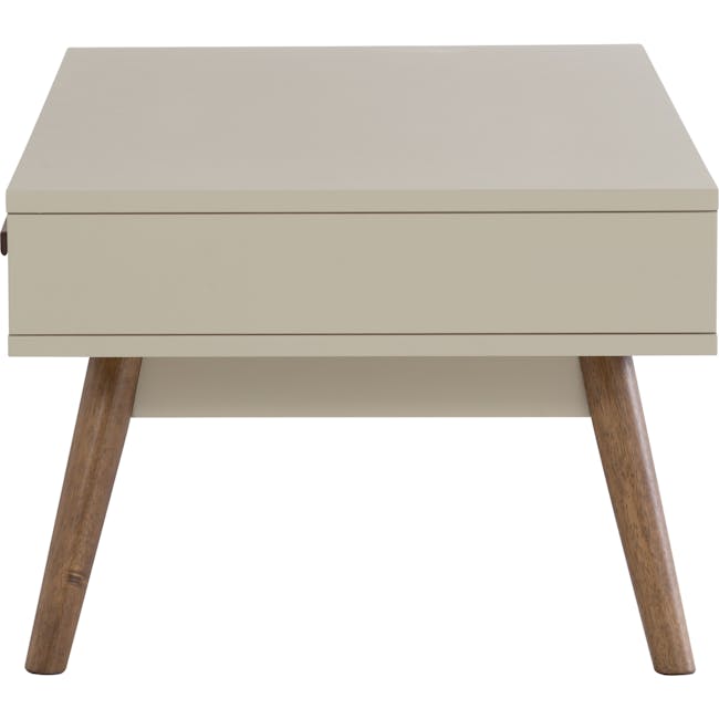 (As-is) Brexley Coffee Table - 14 - Wooden side table, minimalist design, light beige top, wooden legs, simple structure