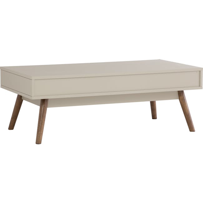 (As-is) Brexley Coffee Table - 15 - White side table with wooden legs, minimalist design, rectangular top, clean lines