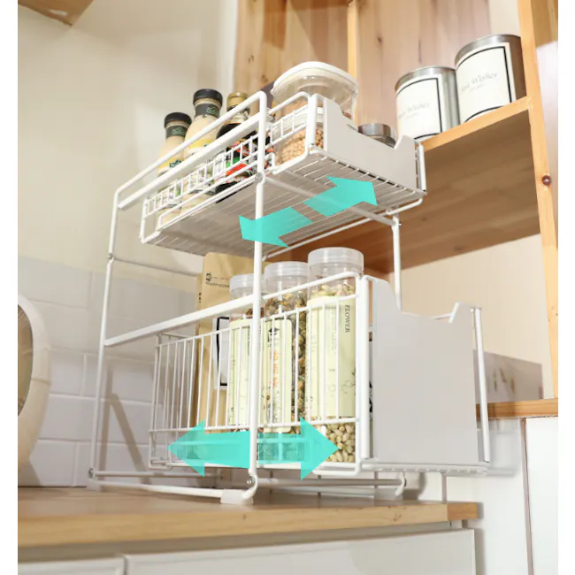 Tori Kitchen Organiser Slim - White - 4 - White kitchen shelf, multi-tiered storage, compact design, vertical shelving