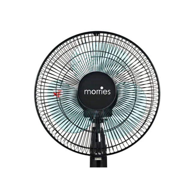 MORRIES 12 Inch Desk Fan - 2 - Sleek black fan with circular design, Modern electric fan with grid structure, Elegant fan