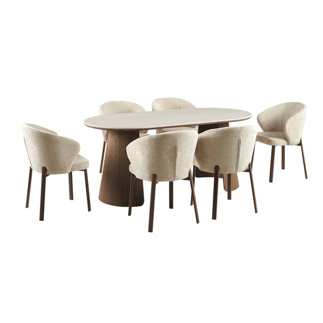 Apollo Dining Table 1.8m with 6 Chairs - Walnut - 1