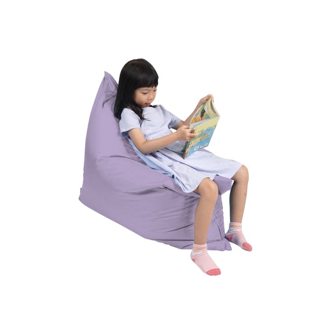 Doob Plopsta' Rectangle Mini Bean Bag - Chalk Violet (Water Repellent) - 2 - Light purple, soft fabric, cozy reading chair