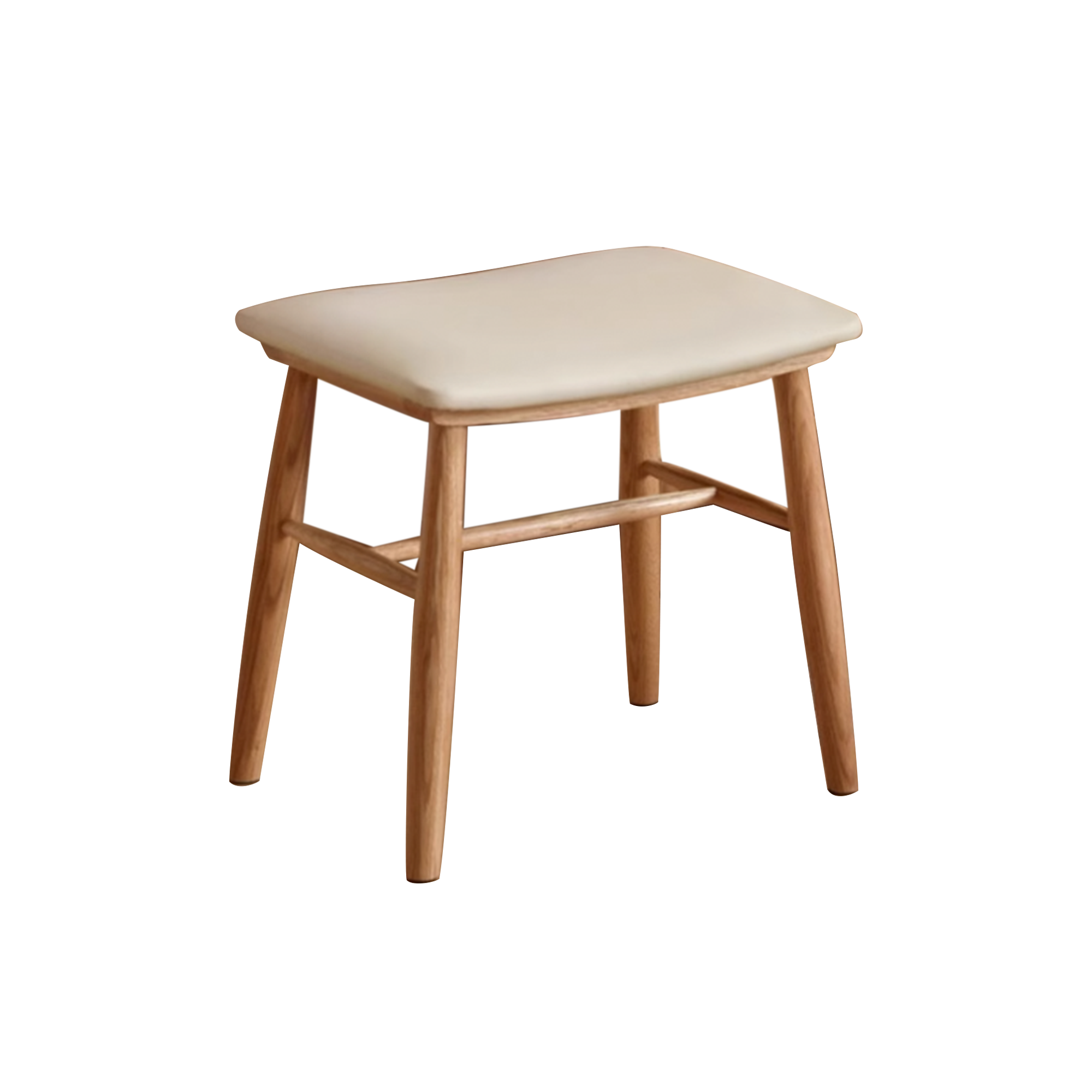 Xena Stool - Oak, Cream (Faux Leather)