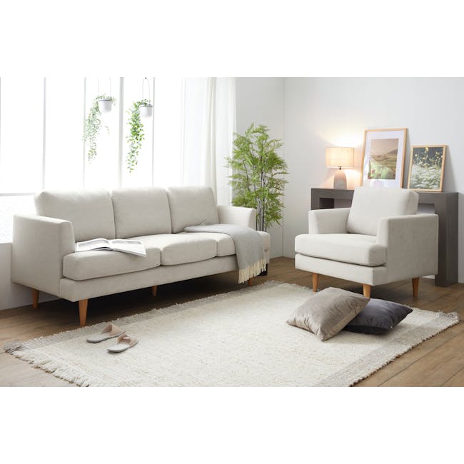 Soma 3 Seater Sofa with Soma Armchair - Sandstorm (Scratch Resistant) - 1