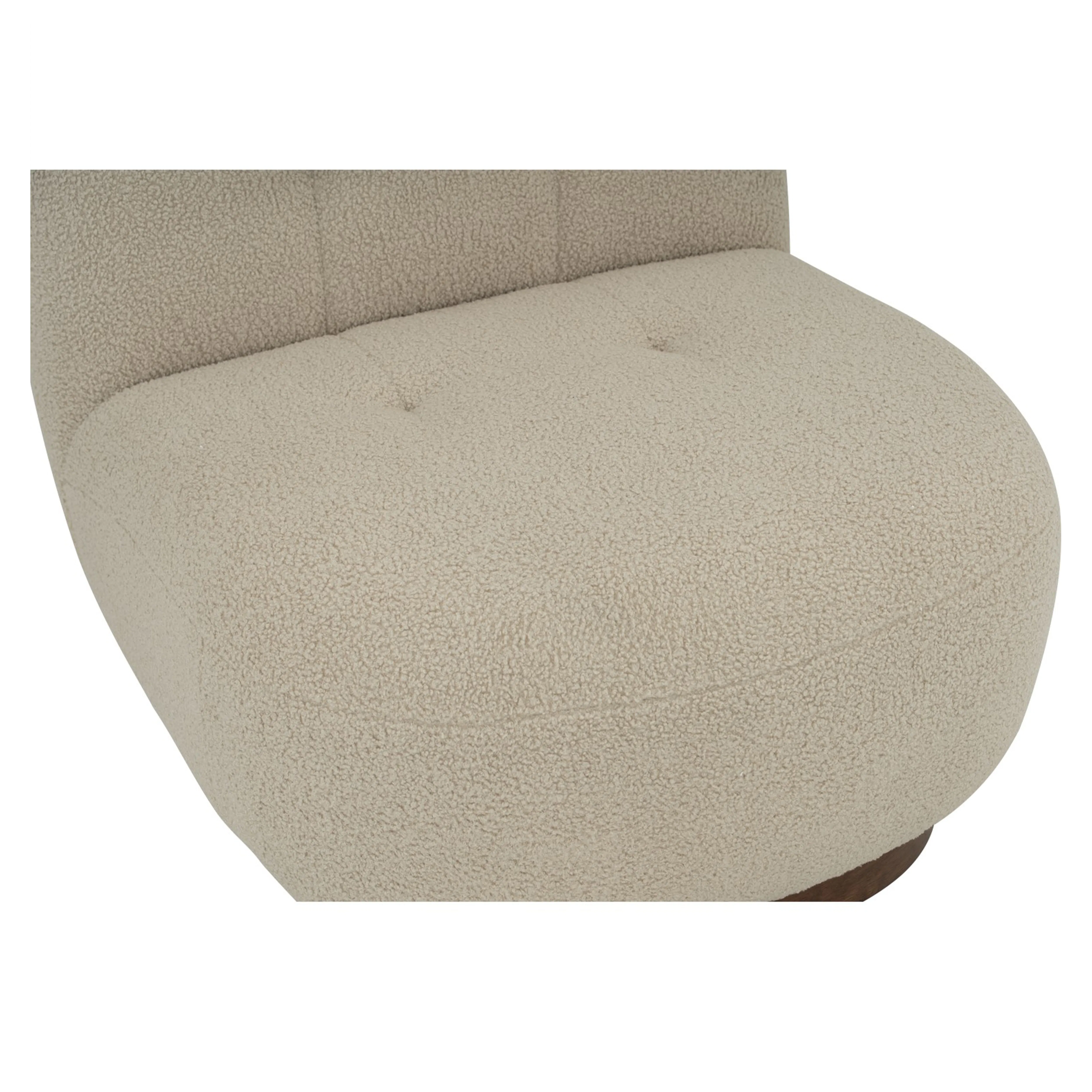 Leila Lounge Chair - Brown Beige - 11 - Cream upholstered sofa, beige textured fabric, modern design, plush cushions, curved