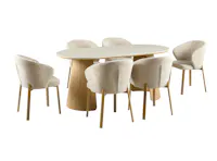 Apollo Dining Table 1.8m (Sintered Stone) with 6 Apollo Dining Armchairs - Oak