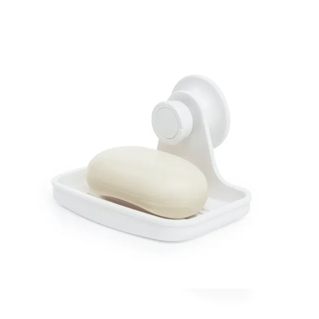 Flex Gel-Lock Soap Dish - White - 1 - White soap dispenser, minimalist design, oval soap mold, soft cream soap, white tray