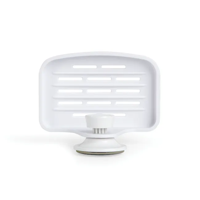 Flex Gel-Lock Soap Dish - White - 4 - White, rectangular, plastic, ventilation, slits, perforations, dome-shaped, base
