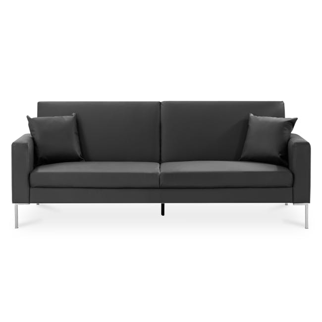 Leslie Sofa Bed - Slate Grey (Faux Leather) - 0