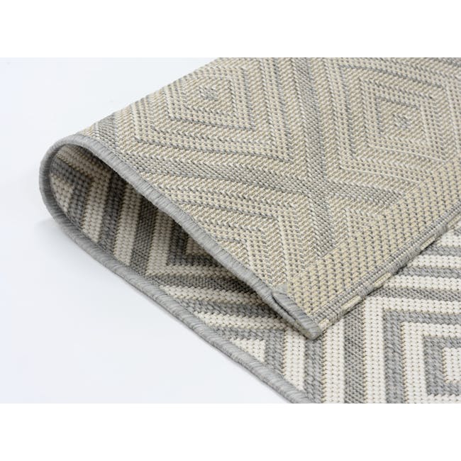 Essenza Flatwoven Rug - Grey Diamonds (3 Sizes) - 3 - Woven fabric, geometric pattern, textured surface, braided design