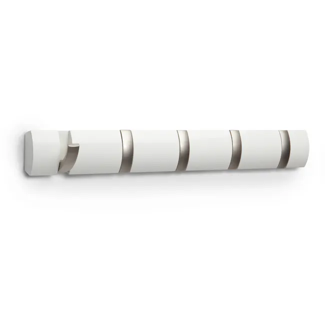 Flip 5 Hook - White - 5 - White cylindrical object with metallic bands, sleek design, minimalist aesthetic, smooth surface