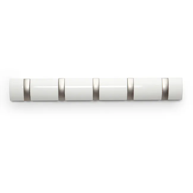 Flip 5 Hook - White - 1 - White cylindrical object with metallic bands, sleek design, minimalist aesthetic, smooth surface
