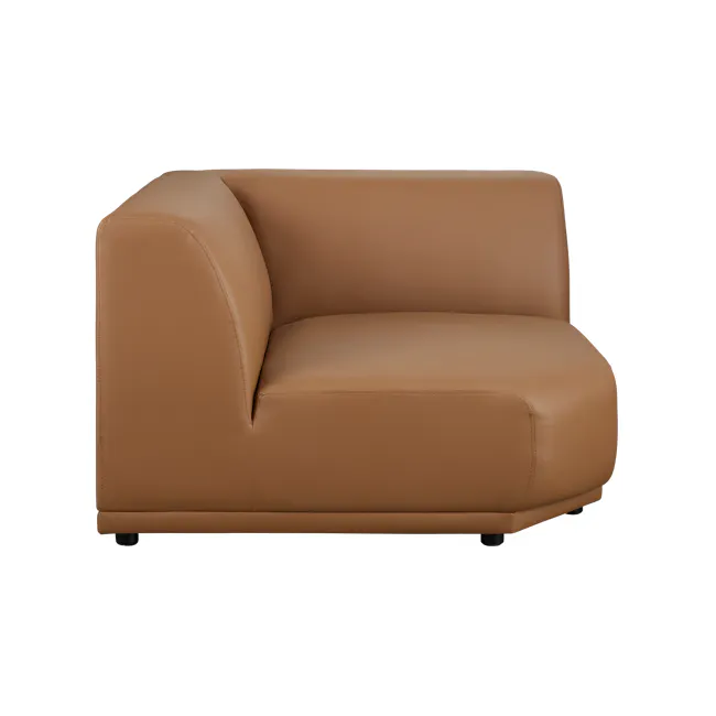 Milan 4 Seater Corner Extended Sofa - Caramel Tan (Faux Leather) - 27 - Leather sofa, brown leather, modern design