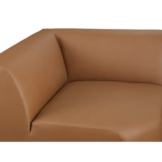 Milan 4 Seater Corner Extended Sofa - Caramel Tan (Faux Leather) - 29 - Leather sofa, brown leather, smooth surface, high
