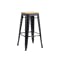 Bartel Bar Stool with Wooden Seat - Black - 0