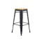 Bartel Bar Stool with Wooden Seat - Black - 1