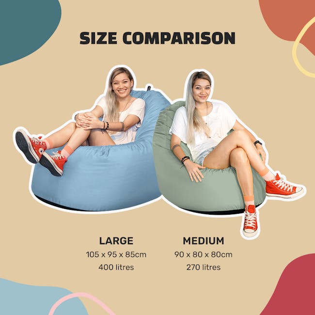 Doob Oomph Water-Repellent Bean Bag Chair - Apricot Crush (2 Sizes) - 9 - Large, medium, comfortable seating options