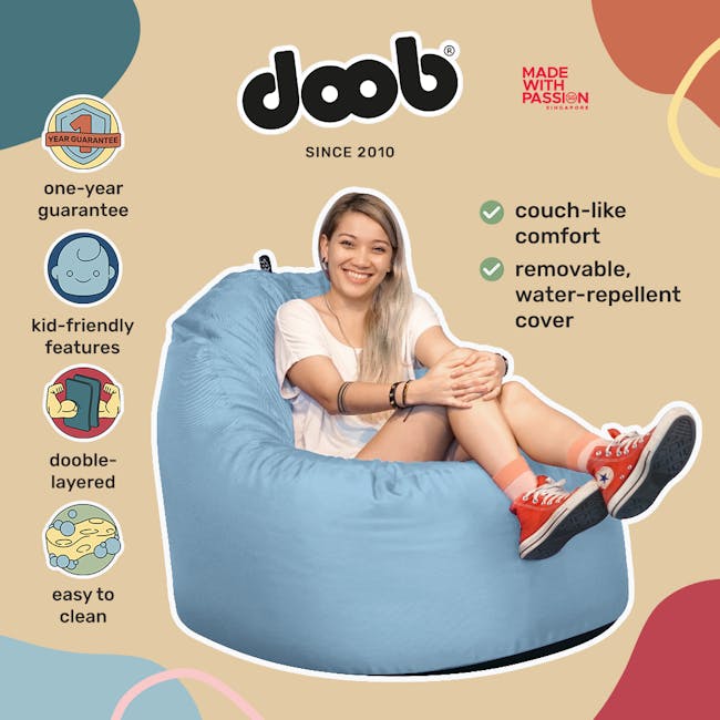 Doob Oomph Water-Repellent Bean Bag Chair - Winter Wheat (2 Sizes) - 4 - one-year guarantee, kid-friendly features
