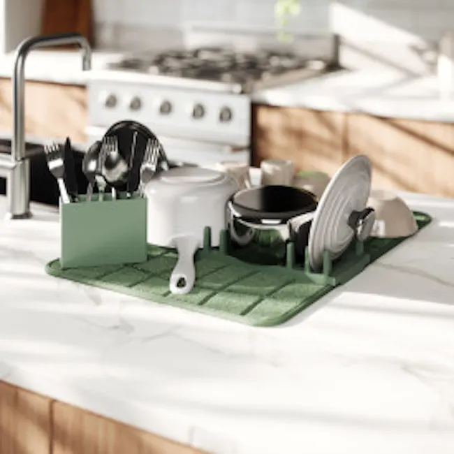 Udry Ultra Dish Rack & Drying Mat - Spruce - 14