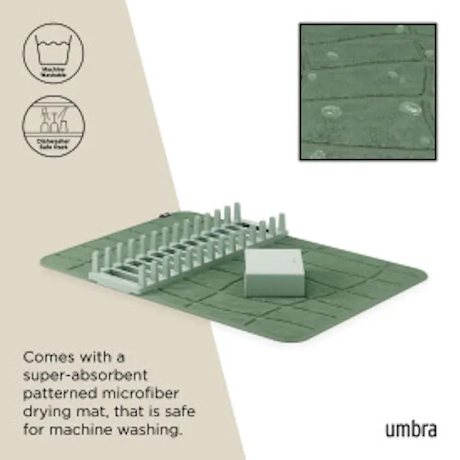 Udry Ultra Dish Rack & Drying Mat - Spruce - 11