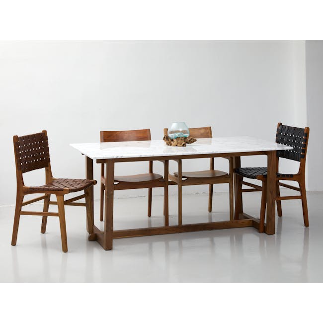 Maeby Marble Dining Table 1.8m - Cocoa - 1