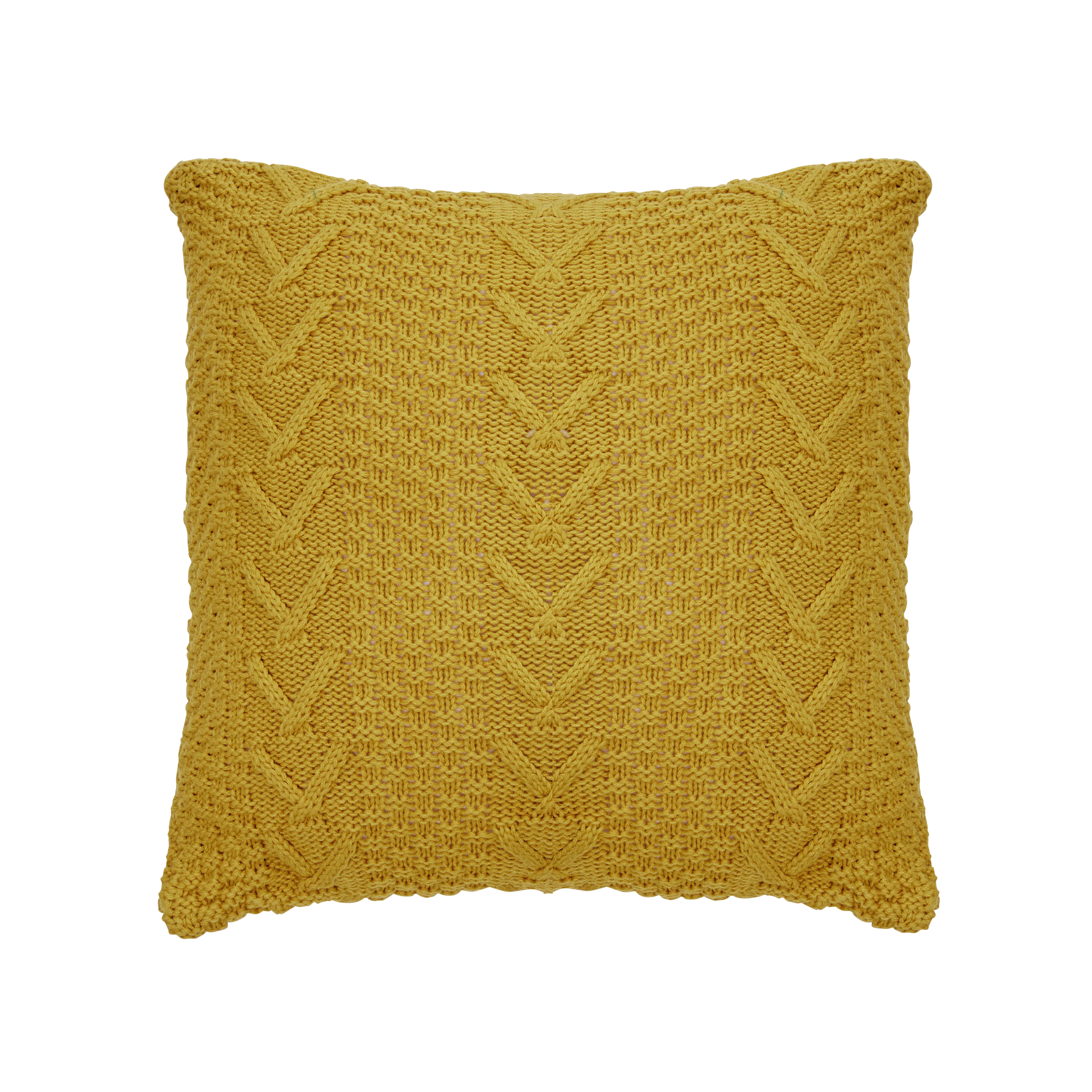 Sidney Knitted Cushion - Mustard