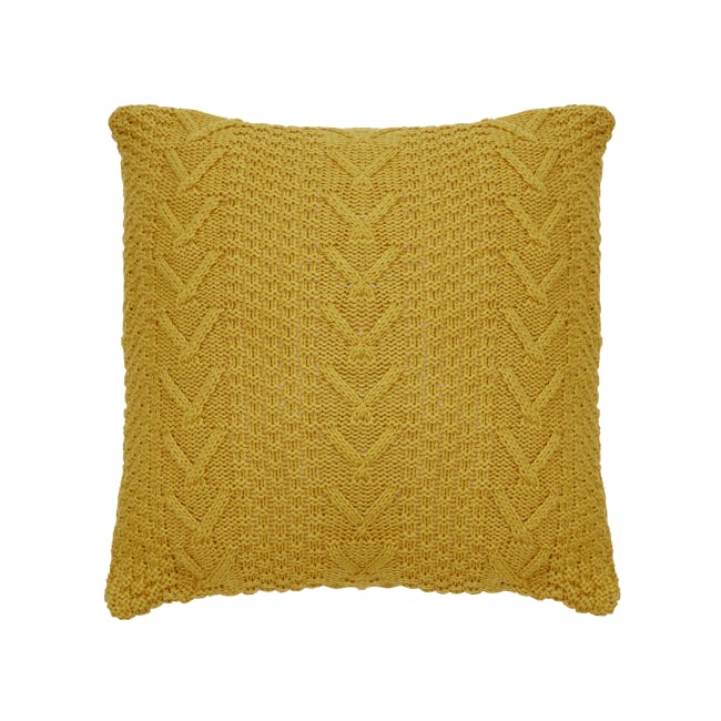 Sidney Knitted Cushion - Mustard - 0