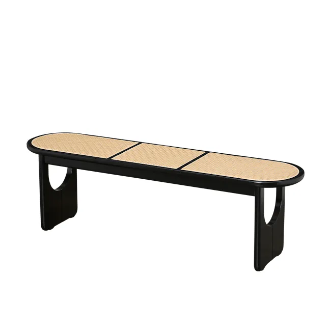 Arine Rattan Bench 1.4m - Black - 1