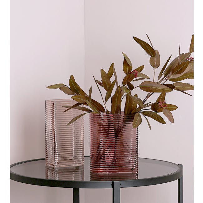 Flor Retro Ribbed Vase 20 cm - Dusty Pink - 3