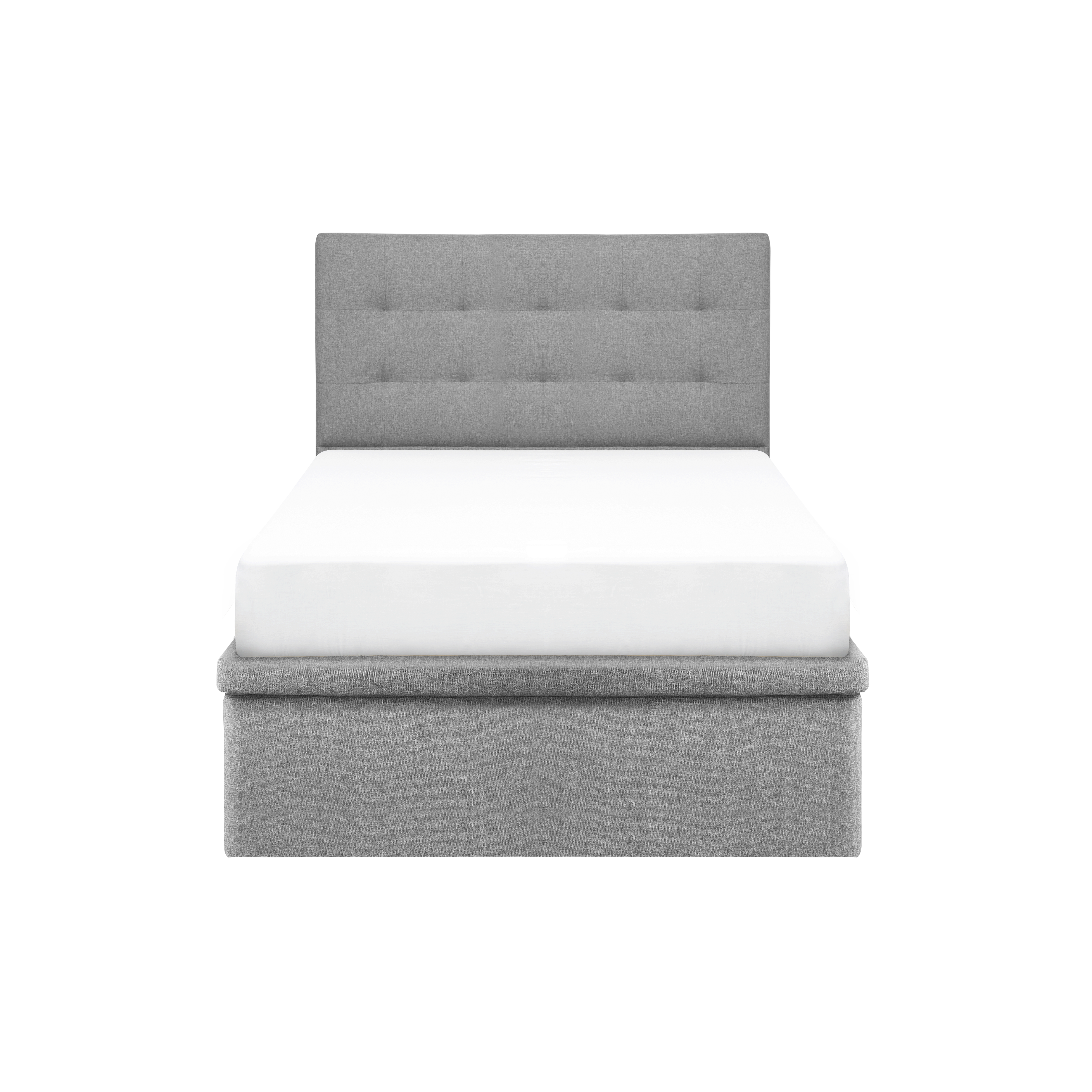 ESSENTIALS Single Headboard Storage Bed - Pebble (Eco Clean Fabric)