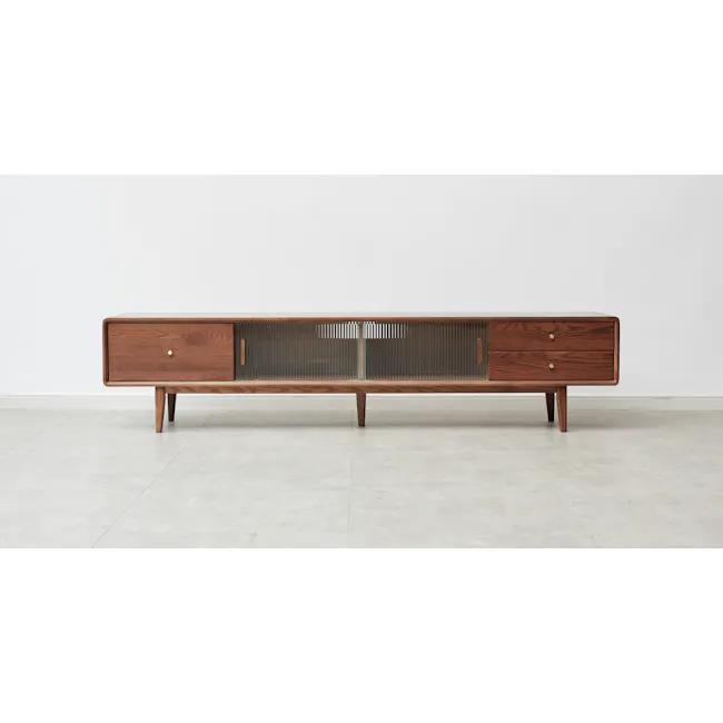 Lucia TV Console 2.2m - 15 - Wooden bench, minimalist design, vintage style, wooden frame, side panels, wooden legs