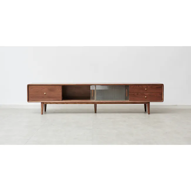 Lucia TV Console 2.2m - 16 - Wooden sideboard, minimalist design, modern aesthetic, rich brown finish, sleek lines
