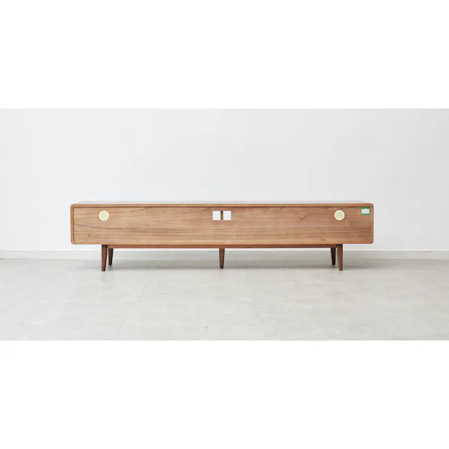 Lucia TV Console 2.2m - 13 - Wooden bench, minimalist design, rectangular shape, light wood finish, natural texture, simple