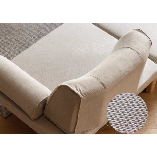 Zara Sofa Bed - Gravel White - 6 - Cream-colored, modern sofa with clean lines, plush cushions, and soft fabric texture