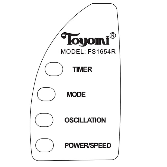 TOYOMI Stand Fan with Remote 16" - FS 1654R - 4 - Timer Mode Oscillation Power/Speed selector, TOYOMI Timer Mode Oscillation