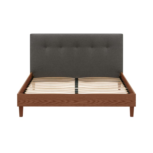 Landon Queen Bed with 2 Kyoto Single Shelf Bedside Table in Walnut - 5