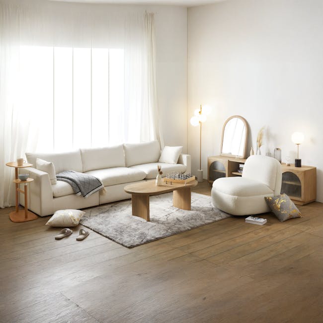 Catania Coffee Table - 2 - White living room, modern furniture, cozy seating, minimalist decor, soft lighting, large window
