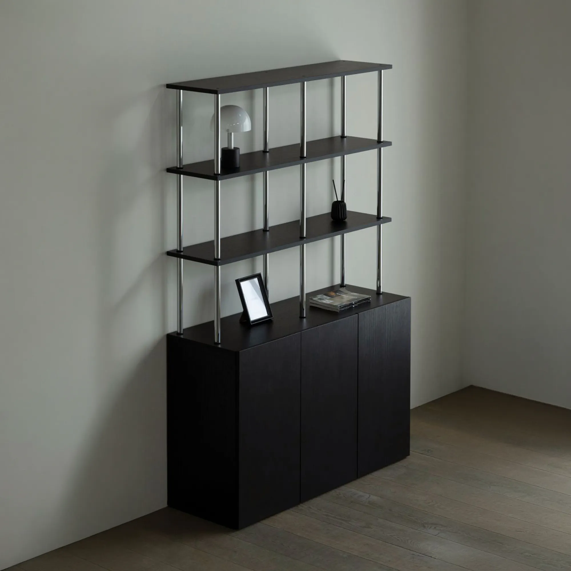 Moni Storage Cabinet with 3-Tier Shelf 1.2m - Black - 7