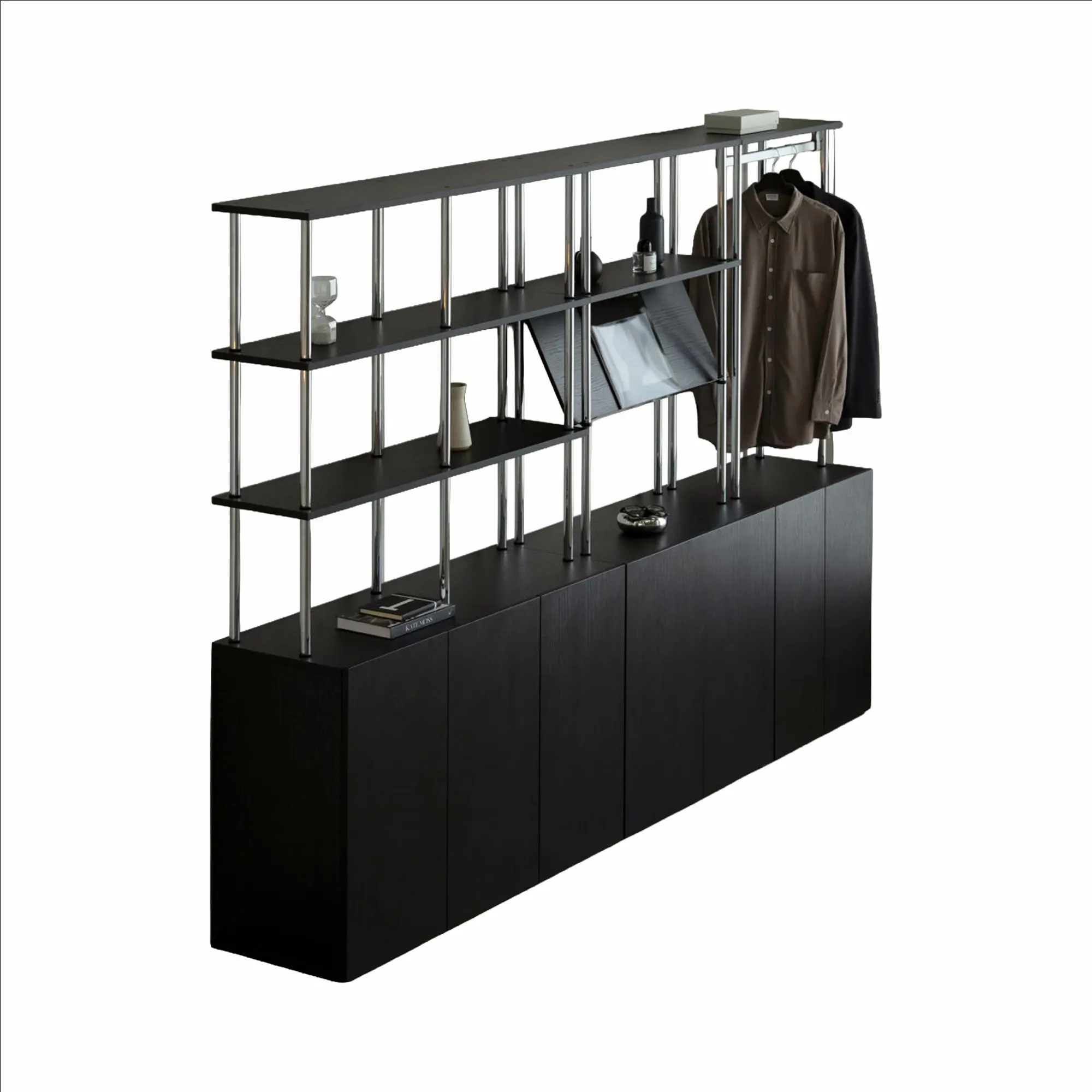 Moni Storage Cabinet with 3-Tier Shelf 1.2m - Black - 9