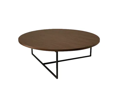 Felicity Round Coffee Table - Walnut, Matt Black